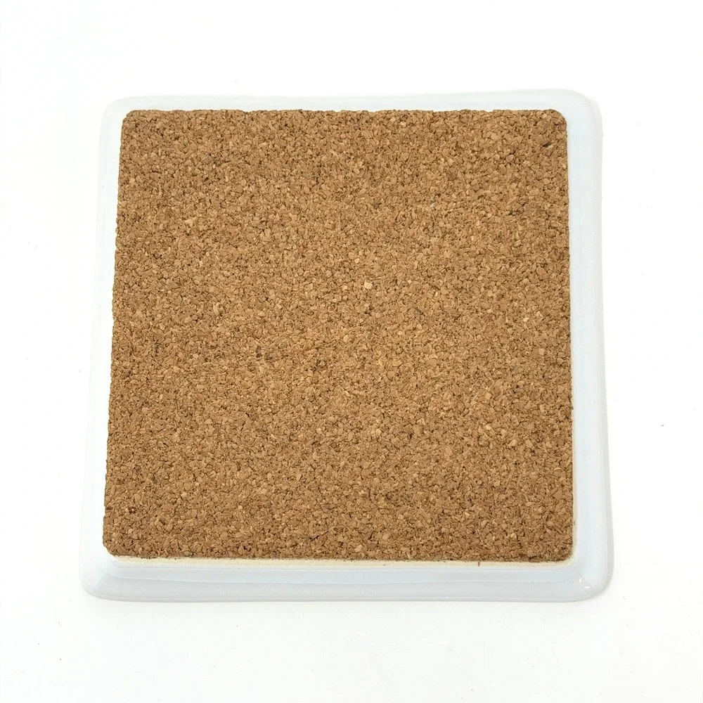 Pottery Barn Chocolate Delespaul Havez Coaster Set 4 Ceramic Cork Back